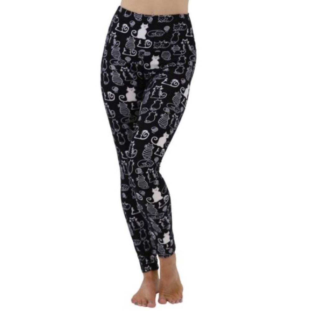 NWT Comfy Leggings Black Cat Print Full Leggings